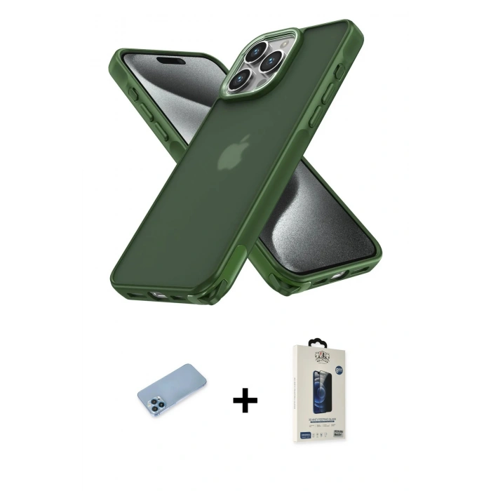 MARSİLYAN™- iPhone 12 Pro Max Kılıf Atlas Form - Siyah Bilvis Hayalet Cam Ekran Koruyucu + Shine Kamera Lens Koruma Cam - MI
