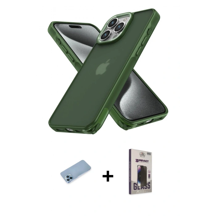 MARSİLYAN™- iPhone 12 Pro Max Kılıf Atlas Form - Siyah Bilvis Hayalet Cam Ekran Koruyucu + Shine Kamera Lens Koruma Cam - MI