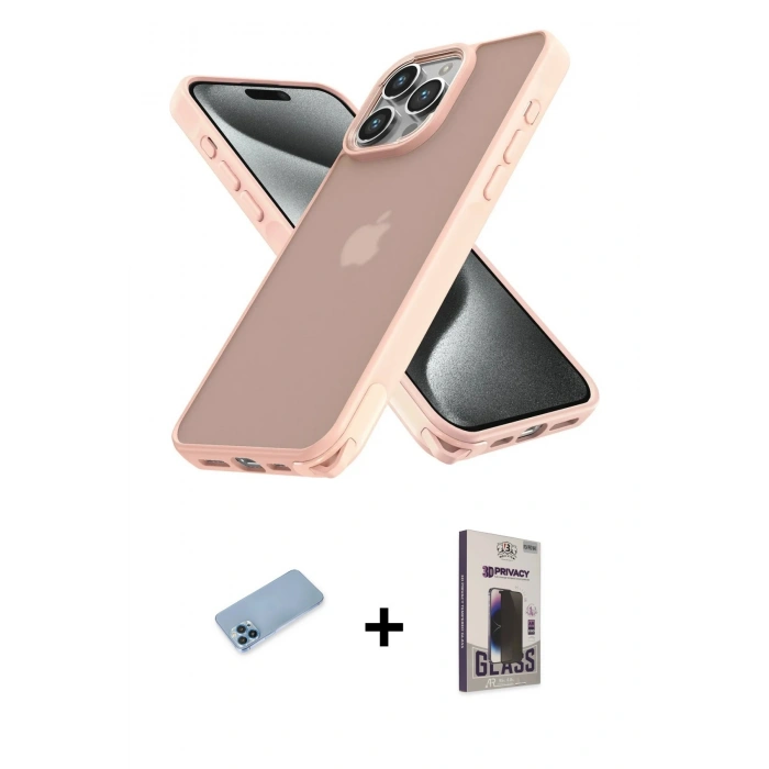 MARSİLYAN™- iPhone 12 Pro Max Kılıf Atlas Form - Siyah Bilvis Hayalet Cam Ekran Koruyucu + Shine Kamera Lens Koruma Cam - MI