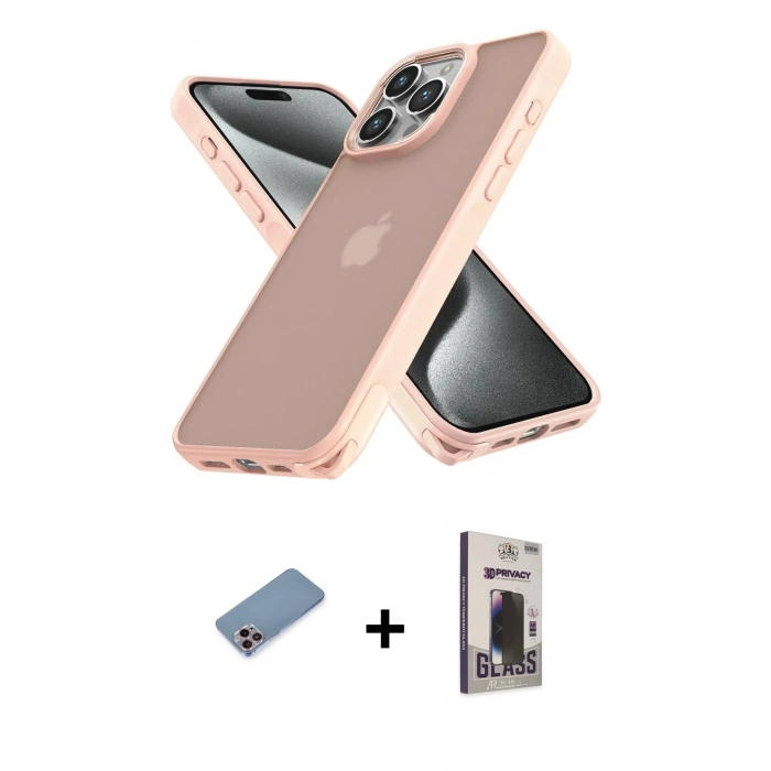 MARSİLYAN™- iPhone 12 Pro Max Kılıf Atlas Form - Siyah Bilvis Hayalet Cam Ekran Koruyucu + Shine Kamera Lens Koruma Cam - PE