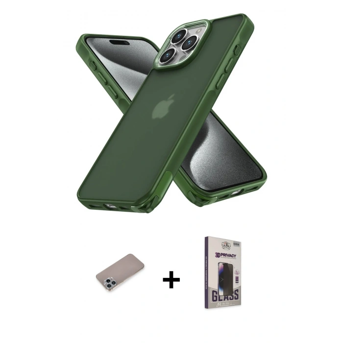MARSİLYAN™- iPhone 12 Pro Max Kılıf Atlas Form - Siyah Bilvis Hayalet Cam Ekran Koruyucu + Shine Kamera Lens Koruma Cam - SABE