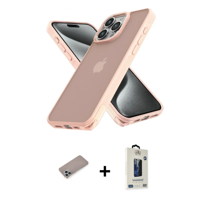 MARSİLYAN™- iPhone 12 Pro Max Kılıf Atlas Form - Siyah Bilvis Hayalet Cam Ekran Koruyucu + Shine Kamera Lens Koruma Cam - SABE