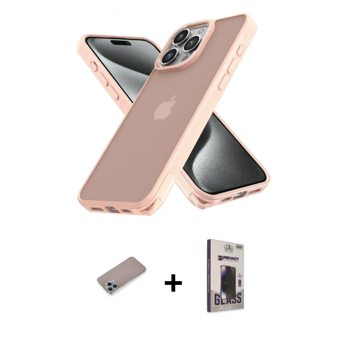 MARSİLYAN™- iPhone 12 Pro Max Kılıf Atlas Form - Siyah Bilvis Hayalet Cam Ekran Koruyucu + Shine Kamera Lens Koruma Cam - SABE