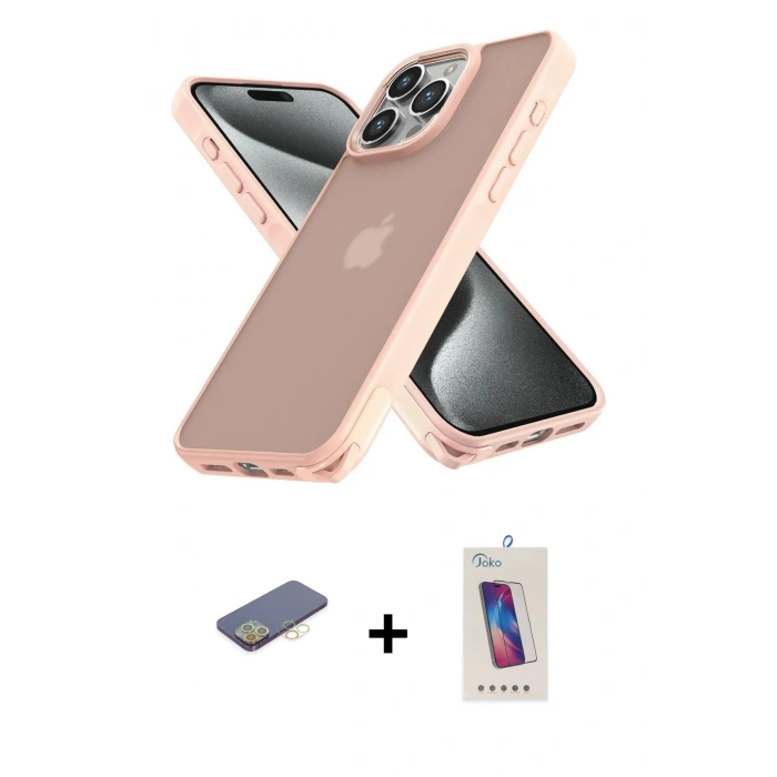 MARSİLYAN™- iPhone 12 Pro Max Kılıf Atlas Form - Siyah Joko 5D Cam + Renkli Kamera Lens Koruma Cam - SI