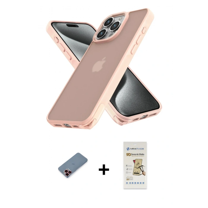 MARSİLYAN™- iPhone 12 Pro Max Kılıf Atlas Form - Siyah Mat Seramik Nano Ekran Koruyucu + Metal Kamera Lens Koruma Cam - KI
