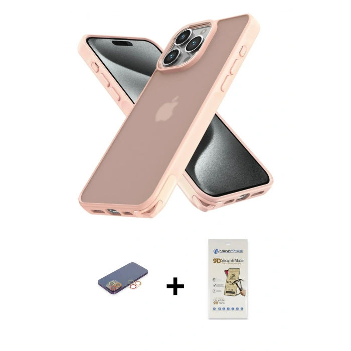 MARSİLYAN™- iPhone 12 Pro Max Kılıf Atlas Form - Siyah Mat Seramik Nano Ekran Koruyucu + Renkli Kamera Lens Koruma Cam - TU