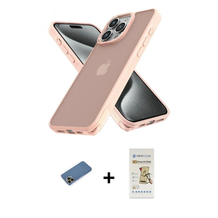 MARSİLYAN™- iPhone 12 Pro Max Kılıf Atlas Form - Siyah Mat Seramik Nano Ekran Koruyucu + Shine Kamera Lens Koruma Cam - GD