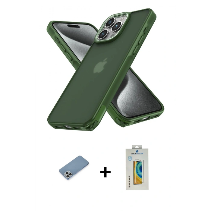 MARSİLYAN™- iPhone 12 Pro Max Kılıf Atlas Form - Siyah Polymer Nano Ekran Koruyucu + Shine Kamera Lens Koruma Cam - GS