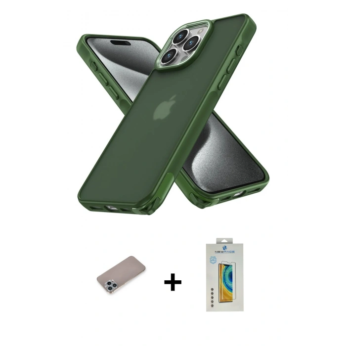 MARSİLYAN™- iPhone 12 Pro Max Kılıf Atlas Form - Siyah Polymer Nano Ekran Koruyucu + Shine Kamera Lens Koruma Cam - SABE