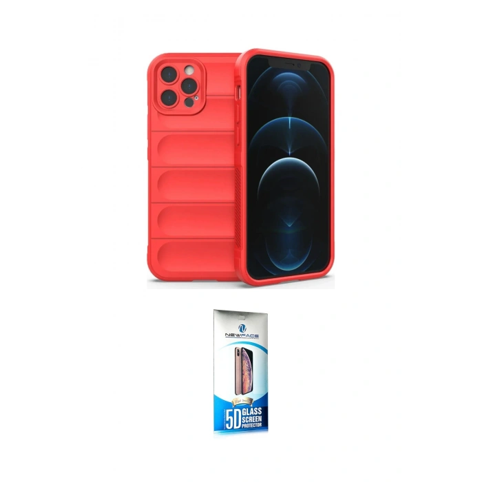 MARSİLYAN™- iPhone 12 Pro Max Kılıf Atlas Koleksiyonu - Siyah 5D Eko Cam Ekran Koruyucu