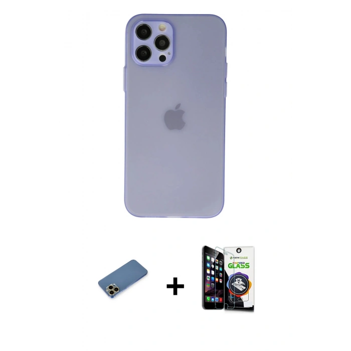 MARSİLYAN™- iPhone 12 Pro Max Kılıf Atlas Minimal Prime - Şeffaf Temperli Cam Ekran Koruyucu + Shine Kamera Lens Koruma Cam - GD