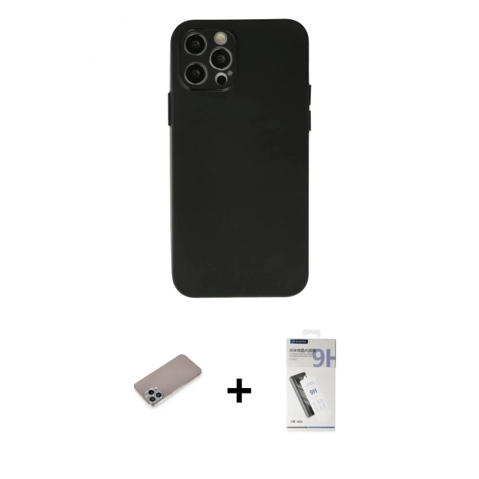 MARSİLYAN™- iPhone 12 Pro Max Kılıf Atlas Minimal Prime - Şeffaf Uv Polymer Nano Ekran Koruyucu + Shine Kamera Lens Koruma Cam - SABE