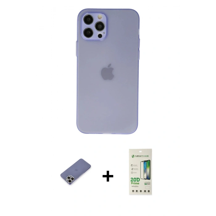 MARSİLYAN™- iPhone 12 Pro Max Kılıf Atlas Minimal Prime - Siyah 20D Premium Cam Ekran Koruyucu + Gold Metal Kamera Lens Koruma Cam