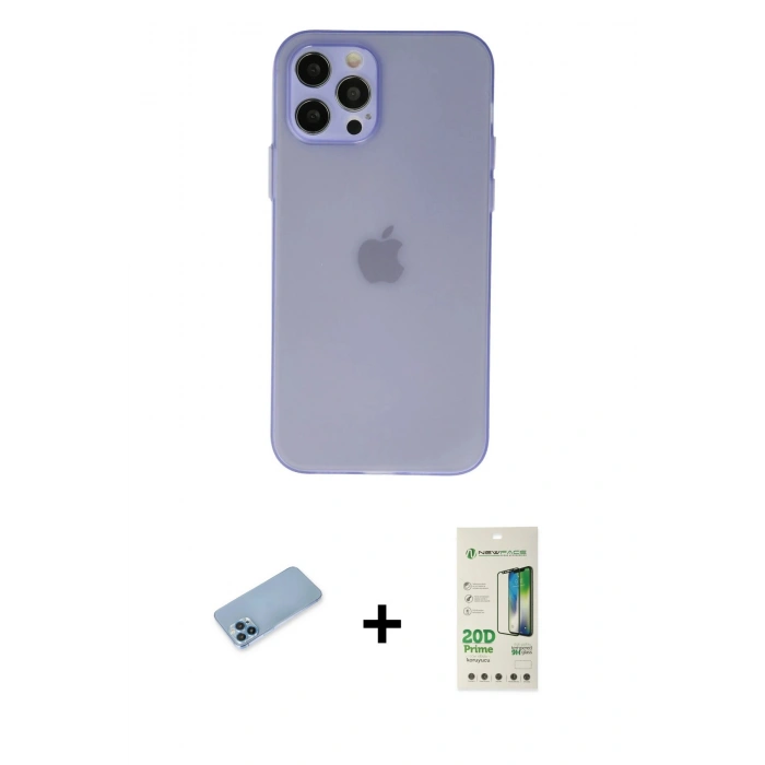 MARSİLYAN™- iPhone 12 Pro Max Kılıf Atlas Minimal Prime - Siyah 20D Premium Cam Ekran Koruyucu + Shine Kamera Lens Koruma Cam - MI