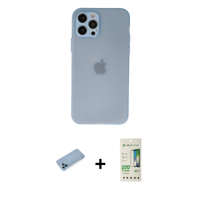 MARSİLYAN™- iPhone 12 Pro Max Kılıf Atlas Minimal Prime - Siyah 20D Premium Cam Ekran Koruyucu + Shine Kamera Lens Koruma Cam - MI