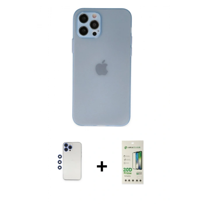 MARSİLYAN™- iPhone 12 Pro Max Kılıf Atlas Minimal Prime - Siyah 20D Premium Cam Ekran Koruyucu + Shine Kamera Lens - LT