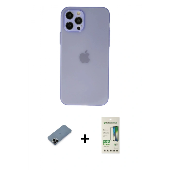 MARSİLYAN™- iPhone 12 Pro Max Kılıf Atlas Minimal Prime - Siyah 20D Premium Cam Ekran Koruyucu + Shine Kamera Lens Koruma Cam - SH