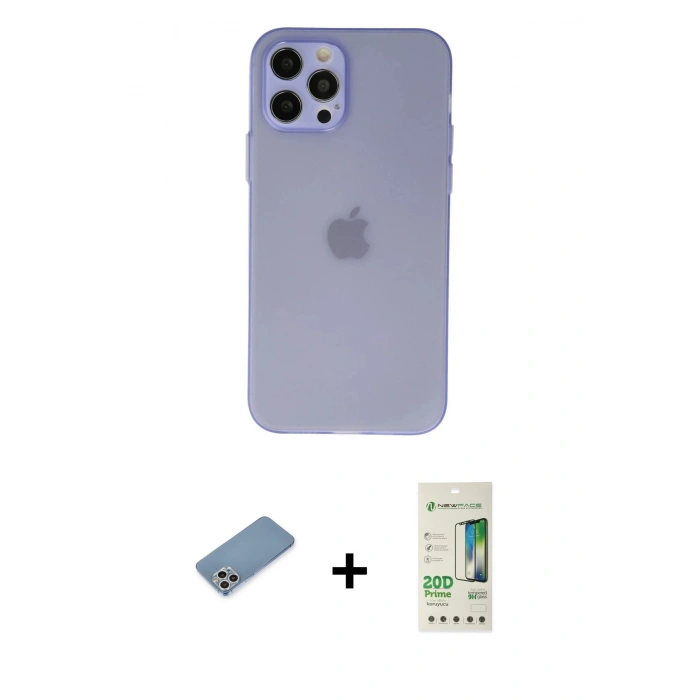 MARSİLYAN™- iPhone 12 Pro Max Kılıf Atlas Minimal Prime - Siyah 20D Premium Cam Ekran Koruyucu + Shine Kamera Lens Koruma Cam - GS
