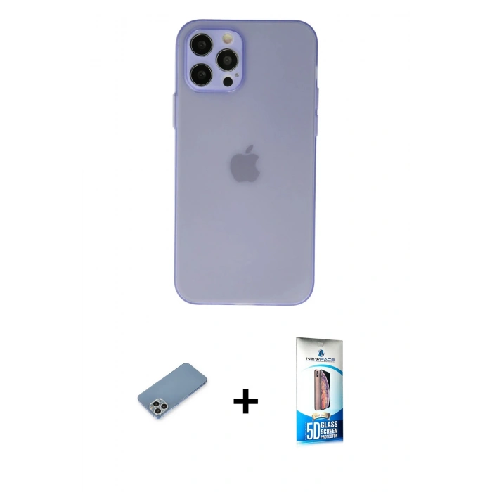 MARSİLYAN™- iPhone 12 Pro Max Kılıf Atlas Minimal Prime - Siyah 5D Eko Cam Ekran Koruyucu + Shine Kamera Lens Koruma Cam - GS