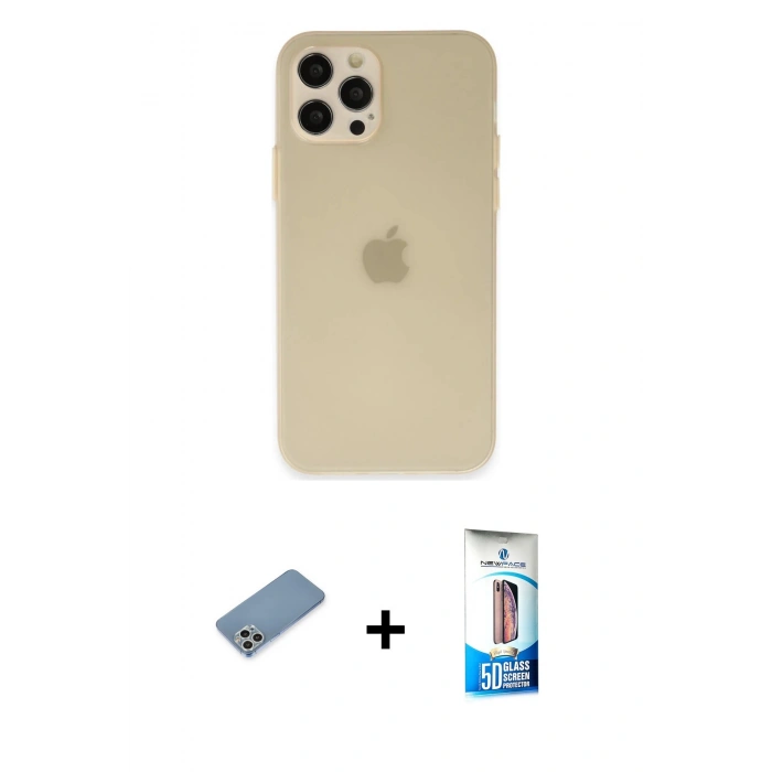 MARSİLYAN™- iPhone 12 Pro Max Kılıf Atlas Minimal Prime - Siyah 5D Eko Cam Ekran Koruyucu + Shine Kamera Lens Koruma Cam - GS