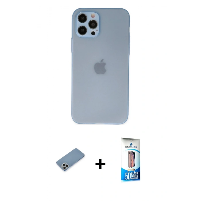 MARSİLYAN™- iPhone 12 Pro Max Kılıf Atlas Minimal Prime - Siyah 5D Eko Cam Ekran Koruyucu + Shine Kamera Lens Koruma Cam - GS