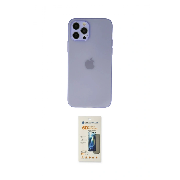 MARSİLYAN™- iPhone 12 Pro Max Kılıf Atlas Minimal Prime - Siyah 6D Mat Seramik Hayalet Nano Ekran Koruyucu