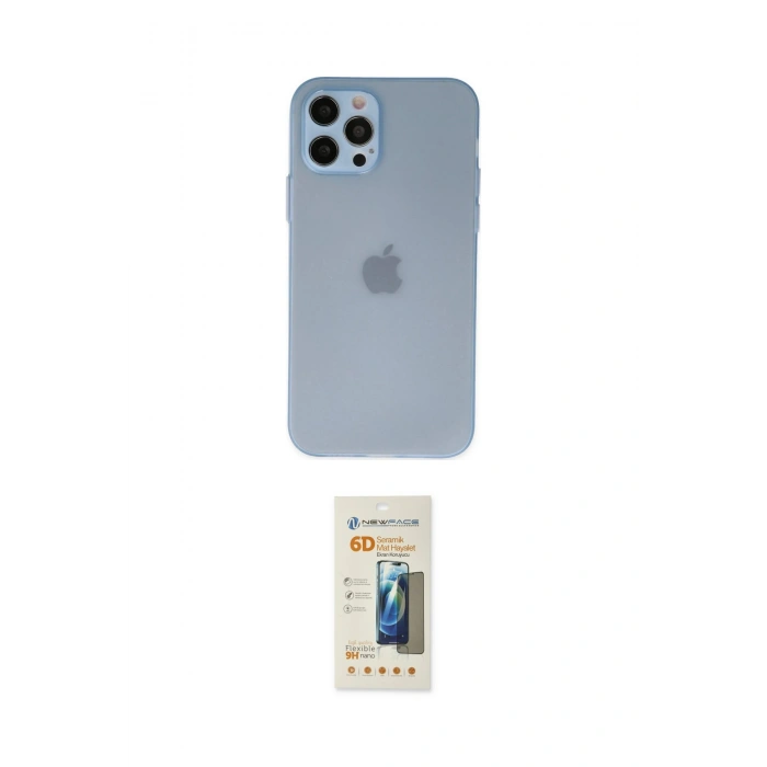 MARSİLYAN™- iPhone 12 Pro Max Kılıf Atlas Minimal Prime - Siyah 6D Mat Seramik Hayalet Nano Ekran Koruyucu
