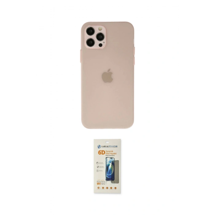 MARSİLYAN™- iPhone 12 Pro Max Kılıf Atlas Minimal Prime - Siyah 6D Mat Seramik Hayalet Nano Ekran Koruyucu