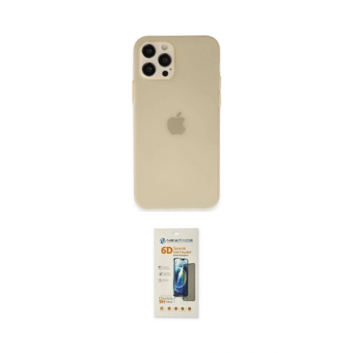 MARSİLYAN™- iPhone 12 Pro Max Kılıf Atlas Minimal Prime - Siyah 6D Mat Seramik Hayalet Nano Ekran Koruyucu