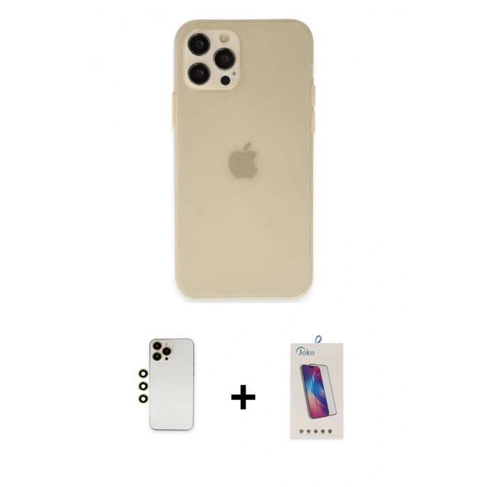 MARSİLYAN™- iPhone 12 Pro Max Kılıf Atlas Minimal Prime - Siyah Joko 5D Cam + Shine Kamera Lens - GD