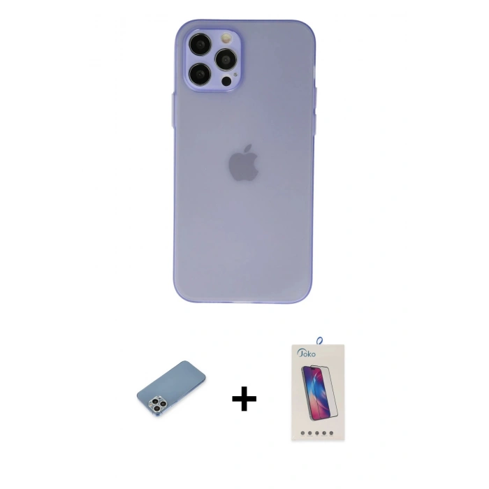 MARSİLYAN™- iPhone 12 Pro Max Kılıf Atlas Minimal Prime - Siyah Joko 5D Cam + Shine Kamera Lens Koruma Cam - GS