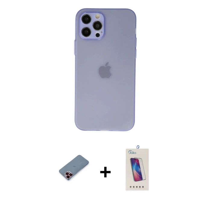 MARSİLYAN™- iPhone 12 Pro Max Kılıf Atlas Minimal Prime - Siyah Joko 5D Cam + Metal Kamera Lens Koruma Cam - KI