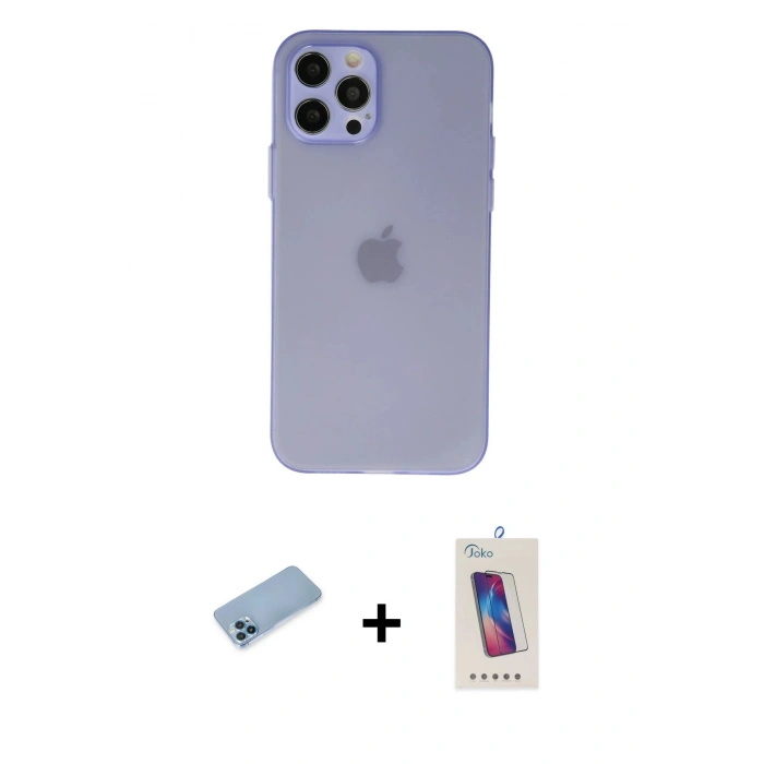 MARSİLYAN™- iPhone 12 Pro Max Kılıf Atlas Minimal Prime - Siyah Joko 5D Cam + Shine Kamera Lens Koruma Cam - MI