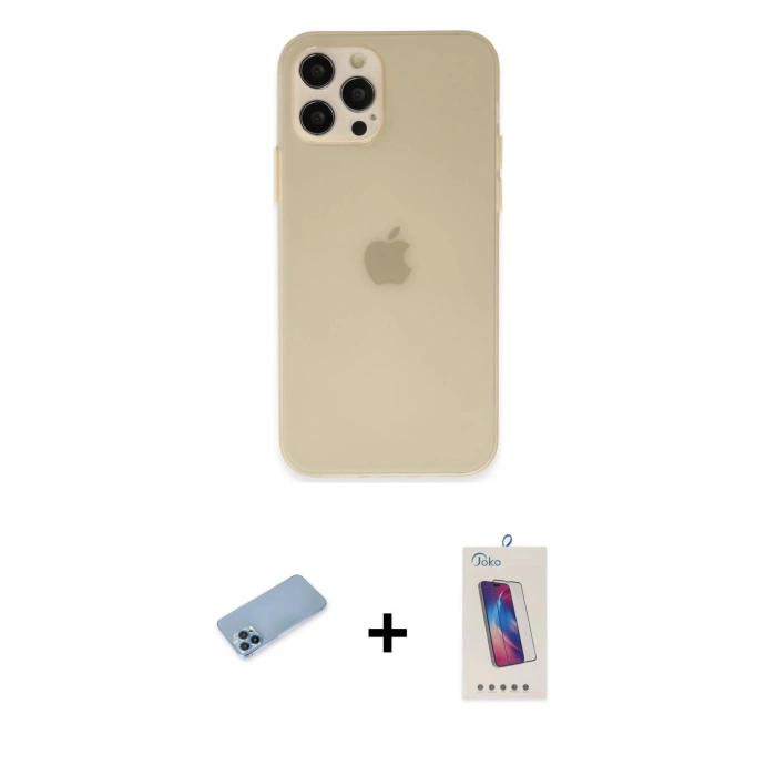 MARSİLYAN™- iPhone 12 Pro Max Kılıf Atlas Minimal Prime - Siyah Joko 5D Cam + Shine Kamera Lens Koruma Cam - MI