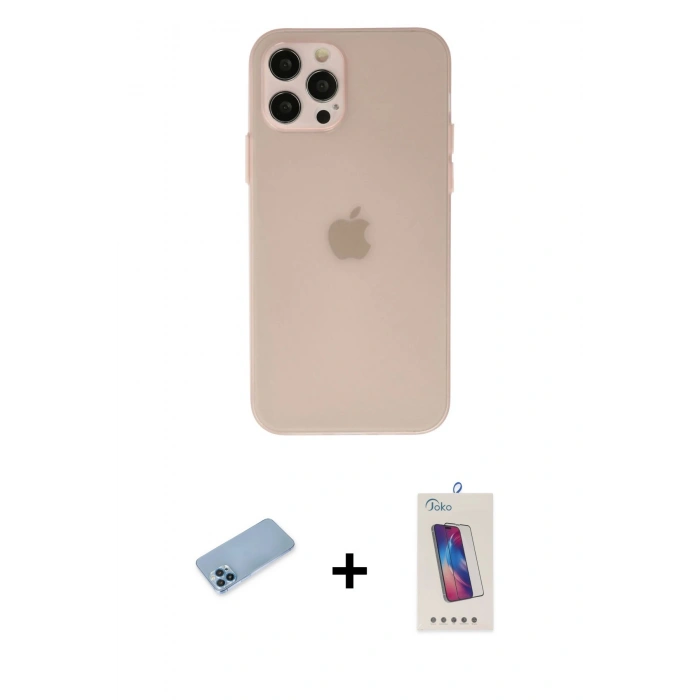MARSİLYAN™- iPhone 12 Pro Max Kılıf Atlas Minimal Prime - Siyah Joko 5D Cam + Shine Kamera Lens Koruma Cam - MI