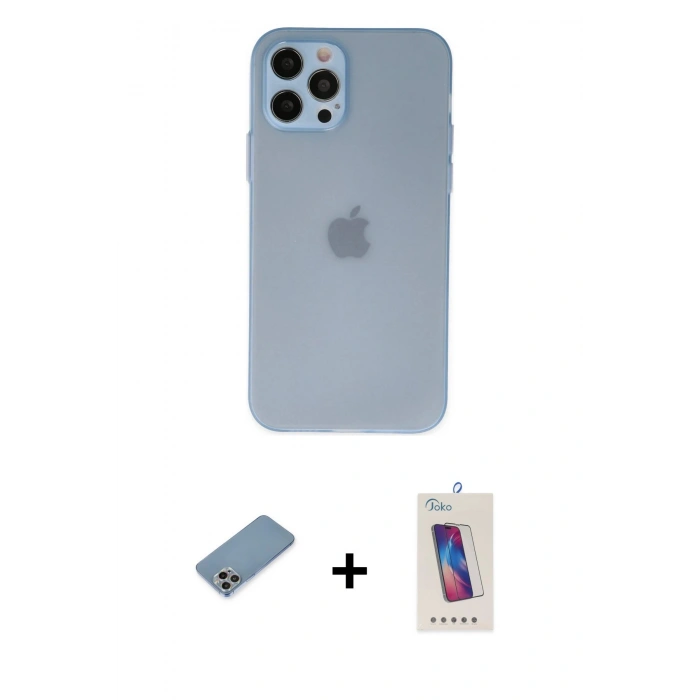 MARSİLYAN™- iPhone 12 Pro Max Kılıf Atlas Minimal Prime - Siyah Joko 5D Cam + Shine Kamera Lens Koruma Cam - GI