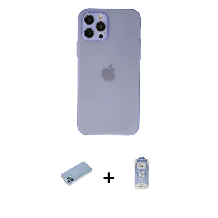 MARSİLYAN™- iPhone 12 Pro Max Kılıf Atlas Minimal Prime - Siyah Joko Magic 5D Cam + Shine Kamera Lens Koruma Cam - MI