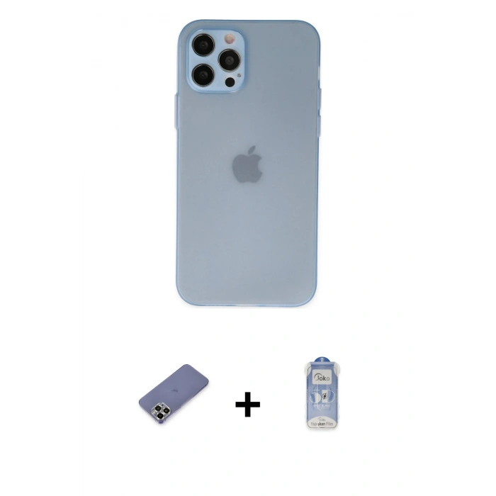 MARSİLYAN™- iPhone 12 Pro Max Kılıf Atlas Minimal Prime - Siyah Joko Magic 5D Cam + Metal Kamera Lens Koruma Cam - GD