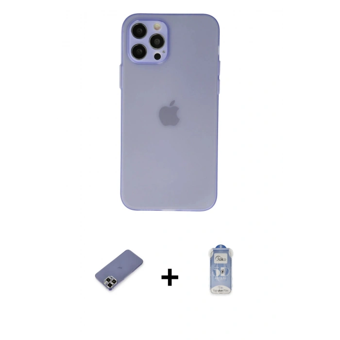 MARSİLYAN™- iPhone 12 Pro Max Kılıf Atlas Minimal Prime - Siyah Joko Magic 5D Cam + Metal Kamera Lens Koruma Cam - GD