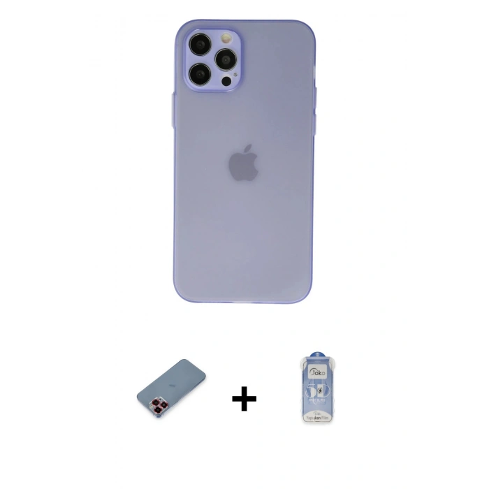 MARSİLYAN™- iPhone 12 Pro Max Kılıf Atlas Minimal Prime - Siyah Joko Magic 5D Cam + Metal Kamera Lens Koruma Cam - KI