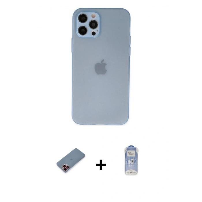 MARSİLYAN™- iPhone 12 Pro Max Kılıf Atlas Minimal Prime - Siyah Joko Magic 5D Cam + Metal Kamera Lens Koruma Cam - KI