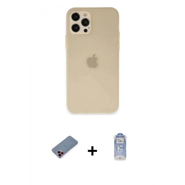 MARSİLYAN™- iPhone 12 Pro Max Kılıf Atlas Minimal Prime - Siyah Joko Magic 5D Cam + Metal Kamera Lens Koruma Cam - KI