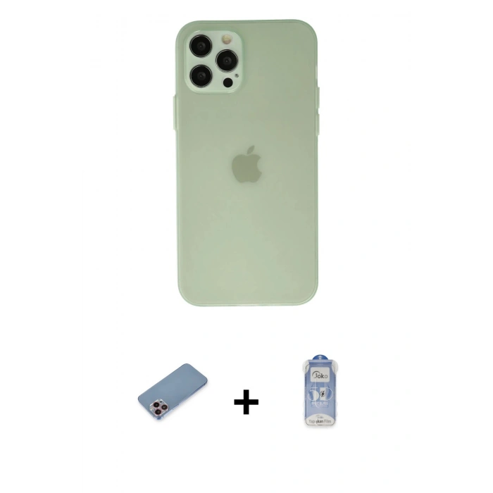 MARSİLYAN™- iPhone 12 Pro Max Kılıf Atlas Minimal Prime - Siyah Joko Magic 5D Cam + Shine Kamera Lens Koruma Cam - PE