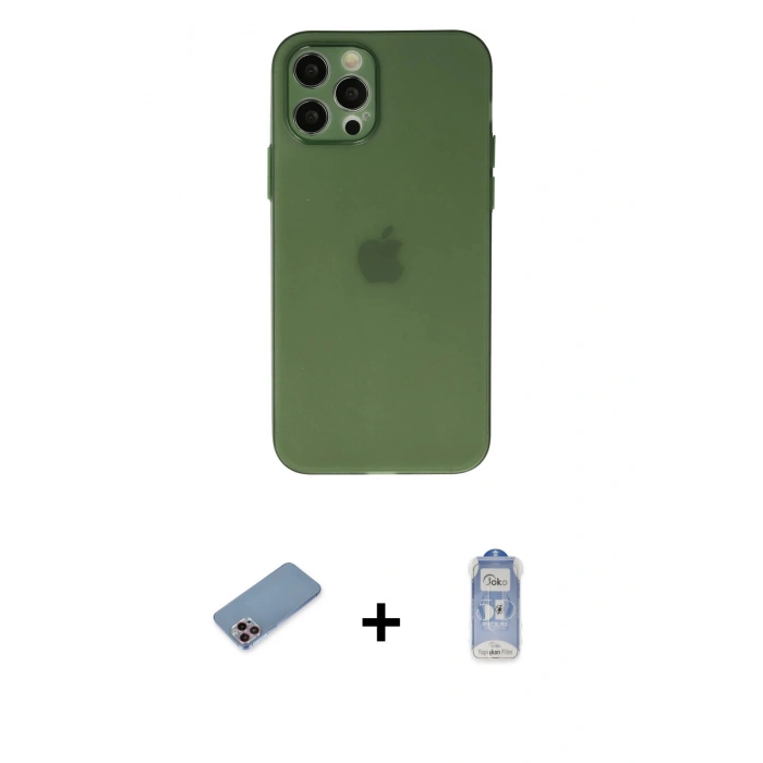 MARSİLYAN™- iPhone 12 Pro Max Kılıf Atlas Minimal Prime - Siyah Joko Magic 5D Cam + Shine Kamera Lens Koruma Cam - PE