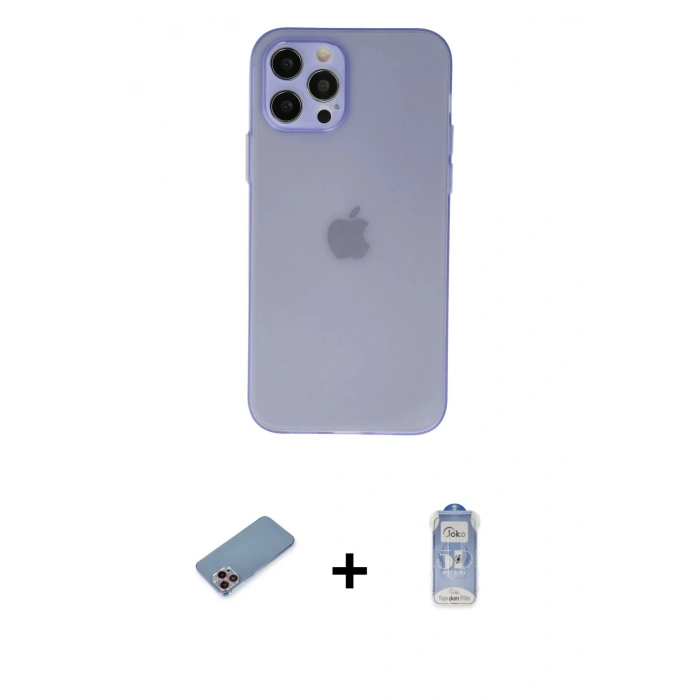 MARSİLYAN™- iPhone 12 Pro Max Kılıf Atlas Minimal Prime - Siyah Joko Magic 5D Cam + Shine Kamera Lens Koruma Cam - PE