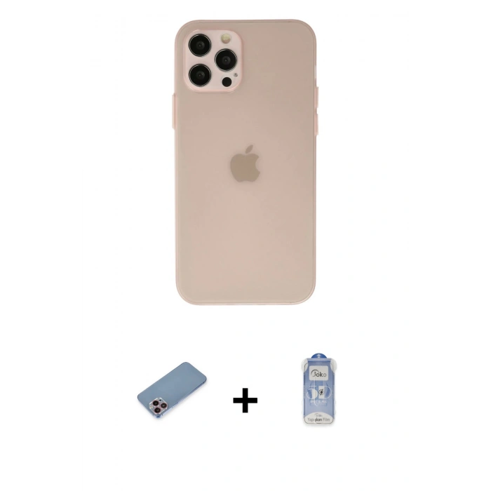 MARSİLYAN™- iPhone 12 Pro Max Kılıf Atlas Minimal Prime - Siyah Joko Magic 5D Cam + Shine Kamera Lens Koruma Cam - PE