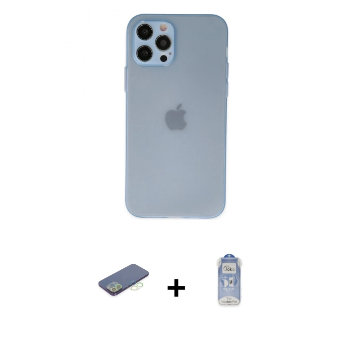 MARSİLYAN™- iPhone 12 Pro Max Kılıf Atlas Minimal Prime - Siyah Joko Magic 5D Cam + Renkli Kamera Lens Koruma Cam - YL