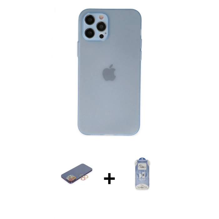 MARSİLYAN™- iPhone 12 Pro Max Kılıf Atlas Minimal Prime - Siyah Joko Magic 5D Cam + Renkli Kamera Lens Koruma Cam - TU