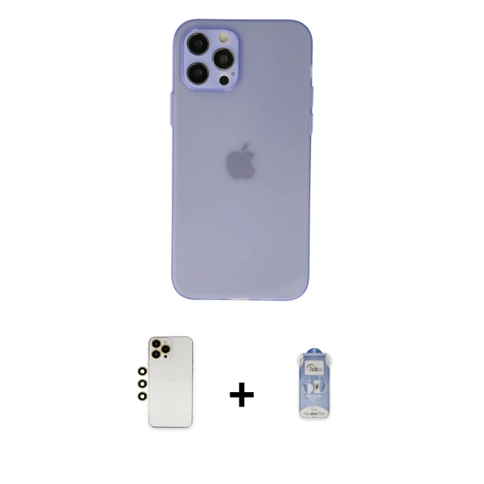 MARSİLYAN™- iPhone 12 Pro Max Kılıf Atlas Minimal Prime - Siyah Joko Magic 5D Cam + Shine Kamera Lens - GD