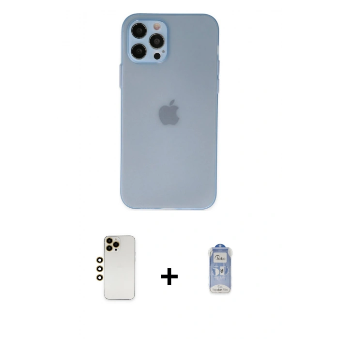 MARSİLYAN™- iPhone 12 Pro Max Kılıf Atlas Minimal Prime - Siyah Joko Magic 5D Cam + Shine Kamera Lens - GD